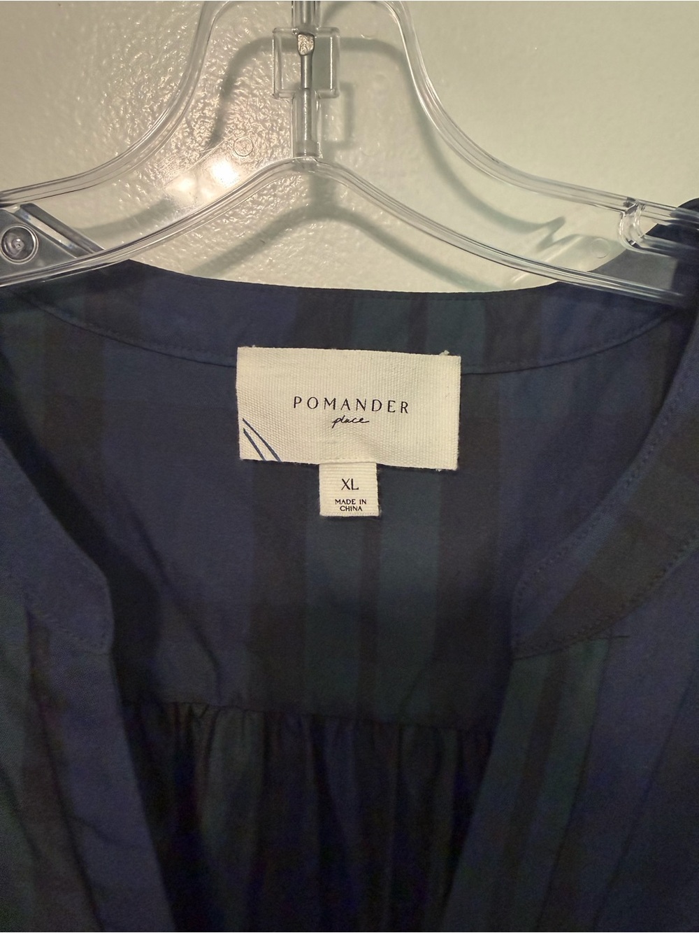 Pomander Place Navy and Green Tiered V‑Neck Plaid Mini Dress - Picture 4 of 6
